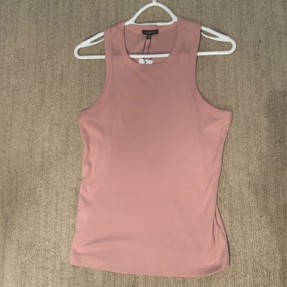 Dynamite Pink Ribbed Tank Top - Picture 3 of 5